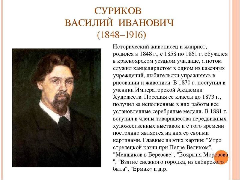 24 января - день рождение известного русского живописца Василия Ивановича Сурикова.